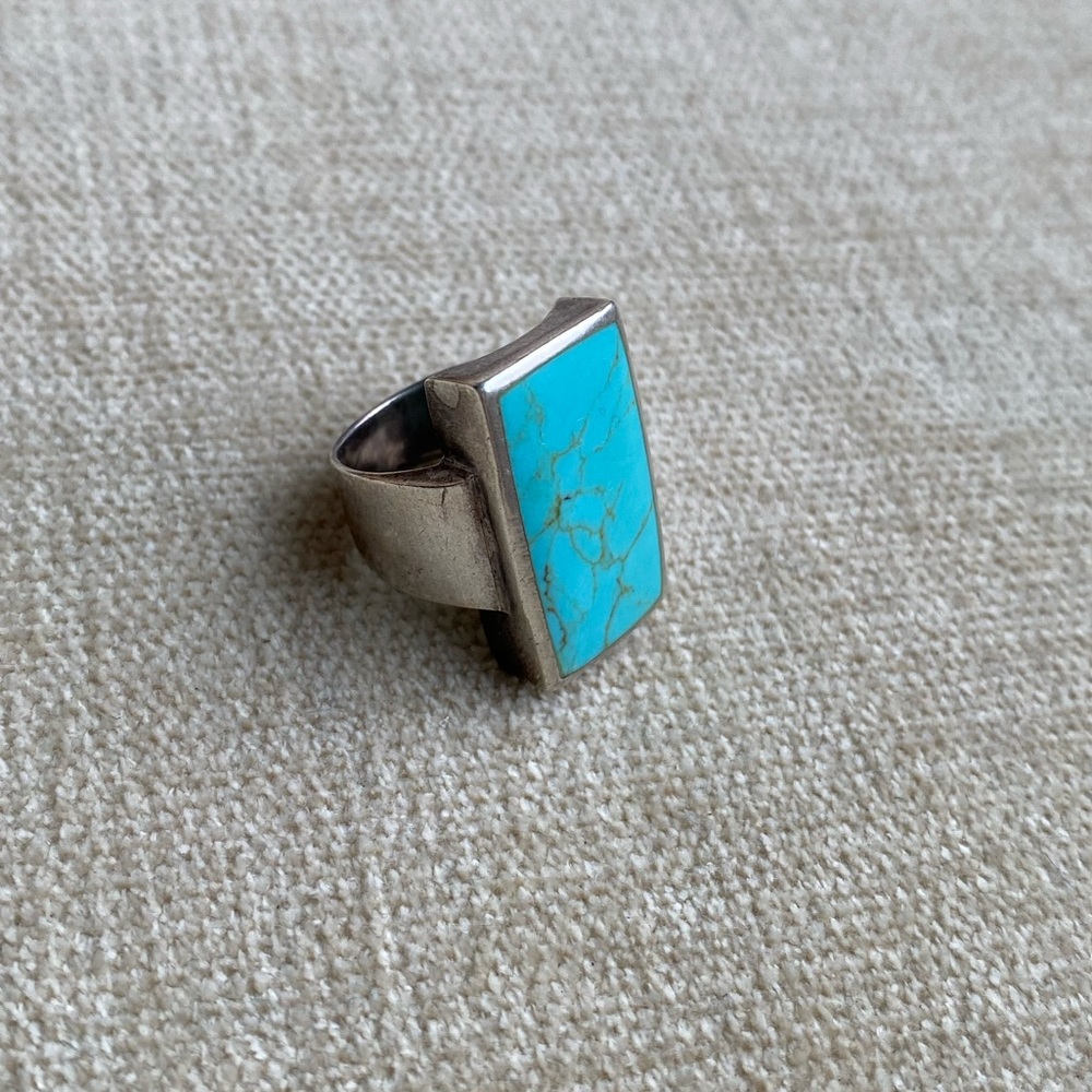 Large turquoise and sterling silver ring